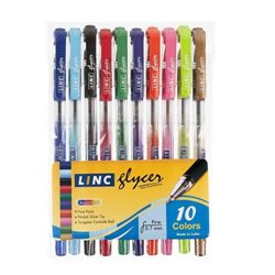 Набор шариковых ручек 0,7мм LINC GLYCER 10 цветов ассорти резиновый грип