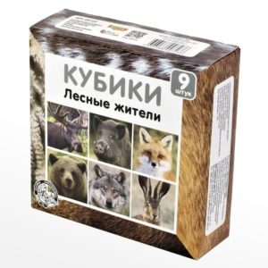 Кубики 9шт «Лесные жители» (без обклейки)