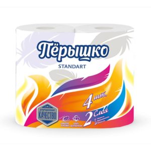 Туалетная бумага Перышко Standart 2 слоя белый цвет (8 рулонов в спайке)