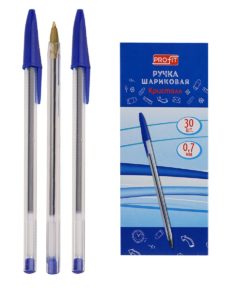 Ручка шариковая 0,7 Кристалл Синяя прозрачный корпус