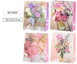 Пакет подарочный 18х23х9см Букеты