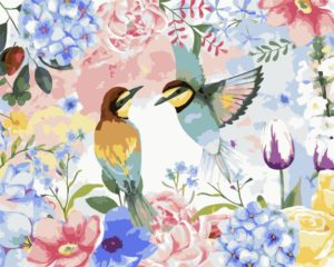 Картина по номерам 40х50см Птицы и цветы (24 цв)