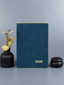 Еженедельник датированный 2027 А5 80л Нубук морская волна