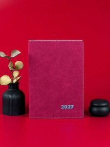 Еженедельник датированный 2027 А5 80л Нубук розовый
