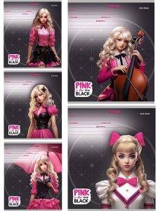 Тетрадь 12л линия PINK&BLACK 25шт/5 дизайнов