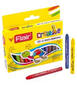 Восковые мелки 12 +1 цв круглые Flair Creative