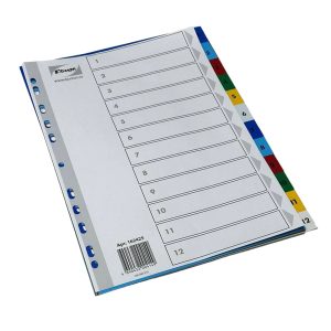 Разделитель А4 пластиковый 12цв,12цифр
