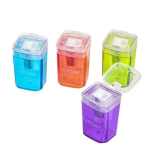 Точилка пластиковая PRIME-M Цветная с контейнером-Ассорти- 4 цв