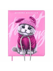 Дневник 1-11 48л Кожзам Котик в худи