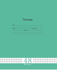 Тетрадь 48л клетка Fresh Line мята 10шт/1 дизайн