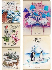 Тетрадь 48л клетка Различные рисунки 5шт/5 дизайн