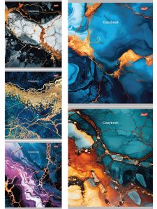 Тетрадь 48л клетка Яркий мрамор 10шт/5 дизайнов