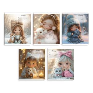 Тетрадь 12л линия Девочки с котятами 10шт