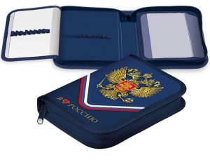 Пенал 200х140мм 2 откидные планки Я люблю Россию