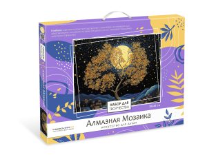 Алмазная мозаика частичная 30х40см Луна и дерево