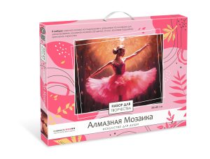 Алмазная мозаика частичная 30х40см Балерина в розовом платье