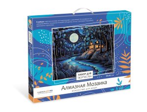 Алмазная мозаика частичная 30х40см Ночь в лесу