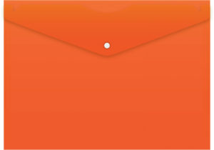 Папка-конверт А4 на кнопке 180мк непрозрачный Оранжевый