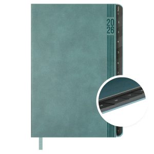 Еженедельник датированный 2026 А5 80л БУЙВОЛ СЕРО-ГОЛУБОЙ