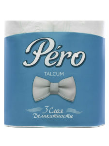 Туалетная бумага Pero Talcum 3 слоя белый цвет (4 рулона в спайке)