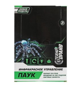 Паук на инфракрасном управлении. Ползает по стене, вращается на 360 градусов,световые эффекты