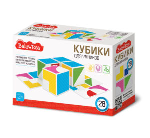 Кубики 4шт «Для умников» 4 кубика с карточками Baby Toys