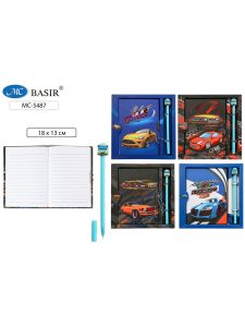 Блокнот детский+замочек+ручка 18х13см Машины