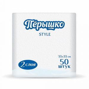 Салфетки бумажные Перышко Style 33х33 Белые 2 слоя 50 листов