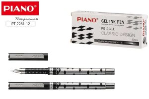 Ручка гелевая 0,5мм Черная Piano серебристый корпус с чёрным рисунком