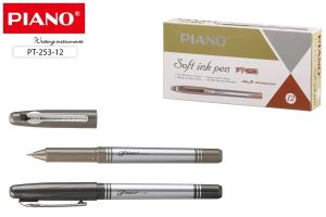 Ручка масляная 0,7мм синяя Piano комбинированный корпус-серебро