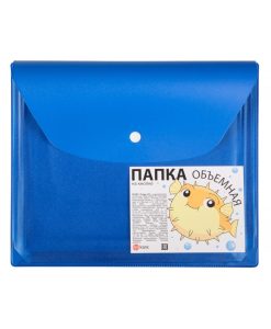 Папка А5 пластиковая на кнопке голубой