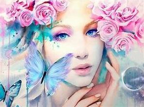 Алмазная мозаика 40х50см Девушка с цветами