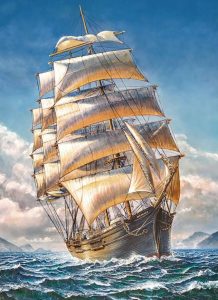 Алмазная мозаика 40х50см «Парусный корабль»