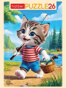 Пазлы 26эл в рамке Котик рыбак