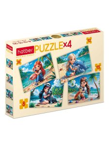 Пазлы 4в1 Тропические друзья