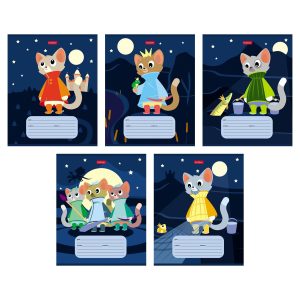 Тетрадь 12л клетка КотоСказки 10шт/5 дизайнов