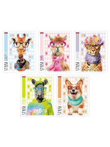 Тетрадь 48л клетка Stylish animals 5шт/5 дизайнов