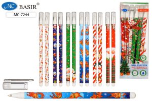 Ручка шариковая 0,7мм 12шт Новогодние (корпус с рисунком)